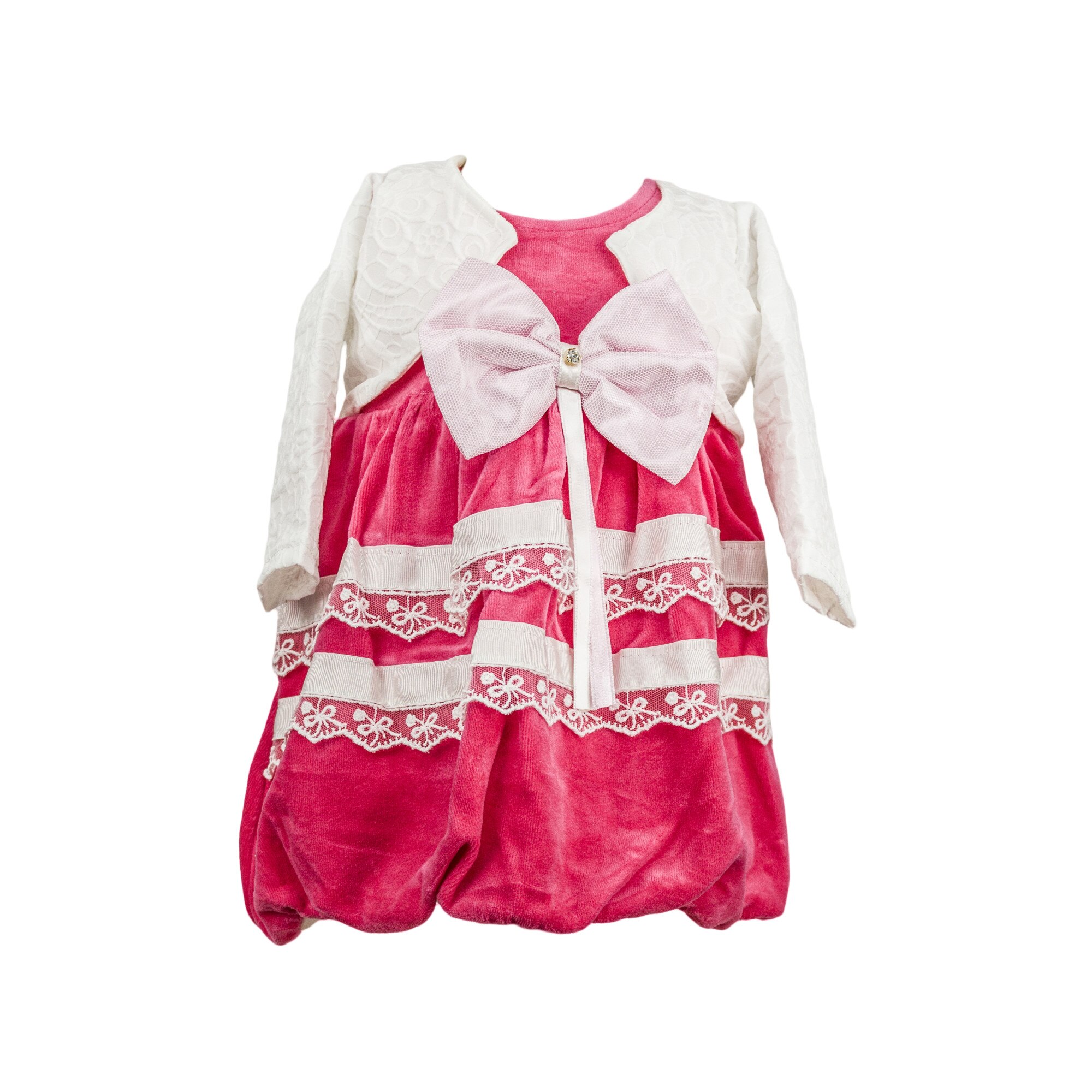 Rochie Gogo, catifea roz, varsta 6-9 luni