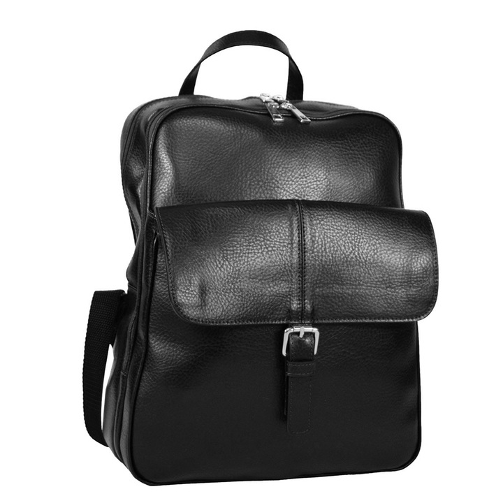 Rucsac mare, unisex din piele naturala neagra MAGAZINULDEGENTI model 245