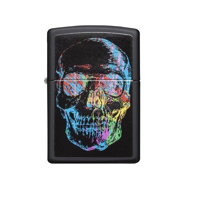Bricheta Zippo Colorful Skull Black Matte