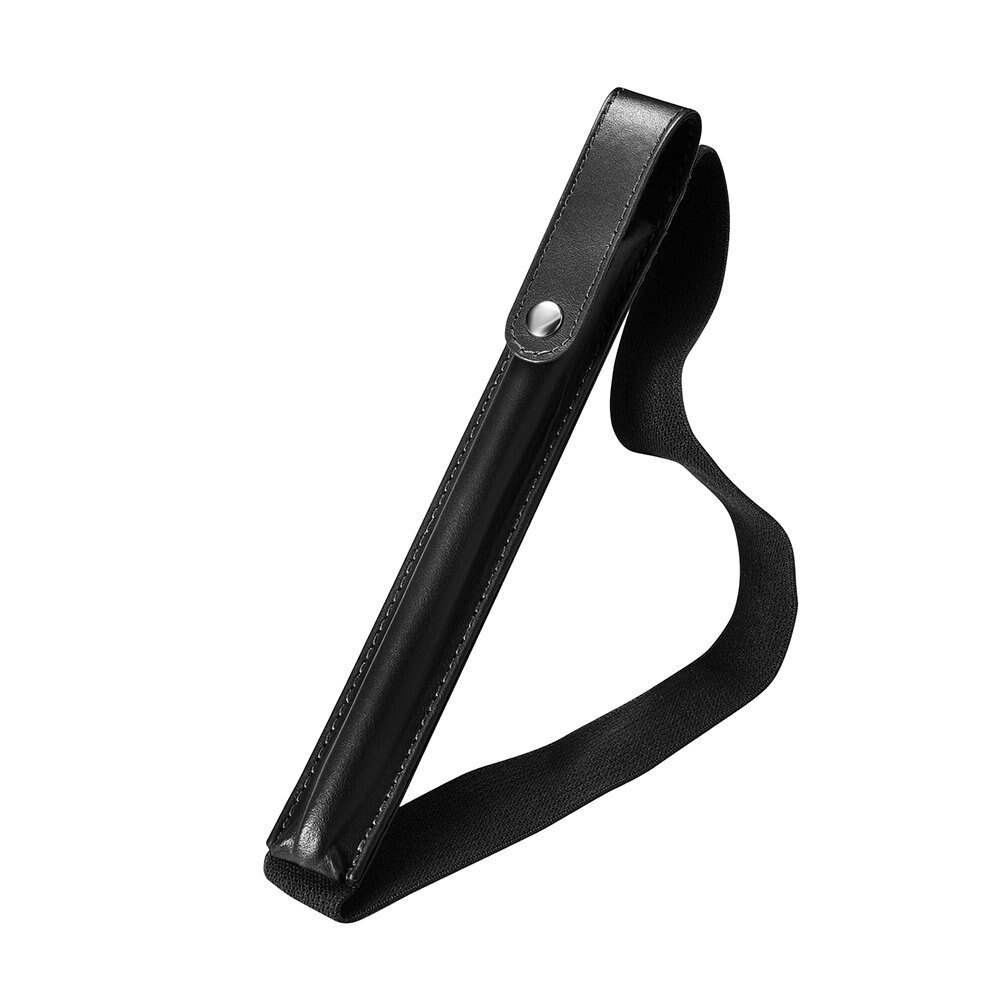 Suport, husa pencil tableta iPad din piele naturala cu banda elastica - iCarer Vintage, culoare Negru