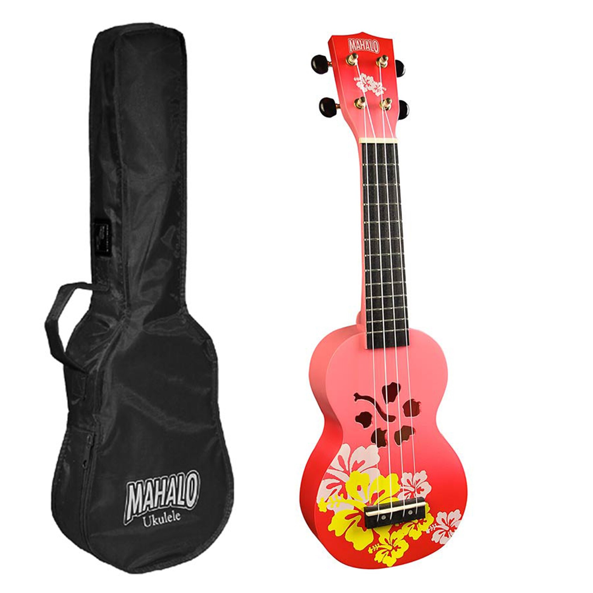 Set ukulele Mahalo MD1HB/RDB Designer Hibiscus rosu burst