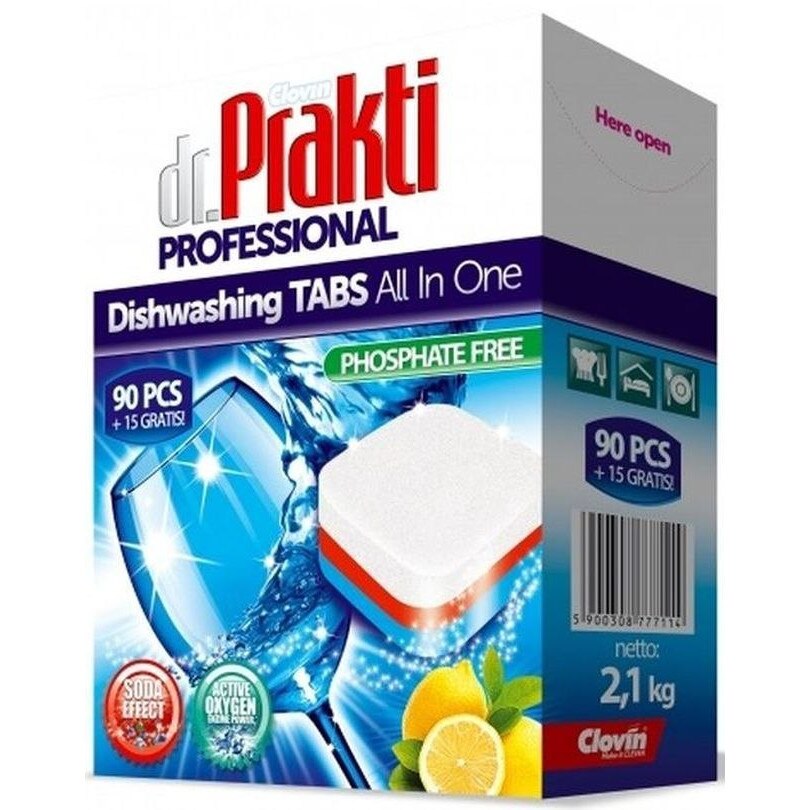 Tablete pentru masina de spalat vase Clovin dr.Prakti, 90 bucati + 15 gratis