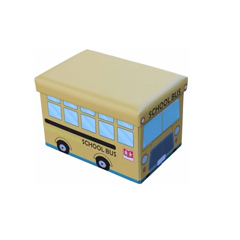 Taburet din piele ecologica cu spatiu depozitare 48x32x32 cm, imprimeu Autobuz scolar Taburet din piele ecologica cu spatiu depozitare 48x32x32 cm, imprimeu Autobuz scolar