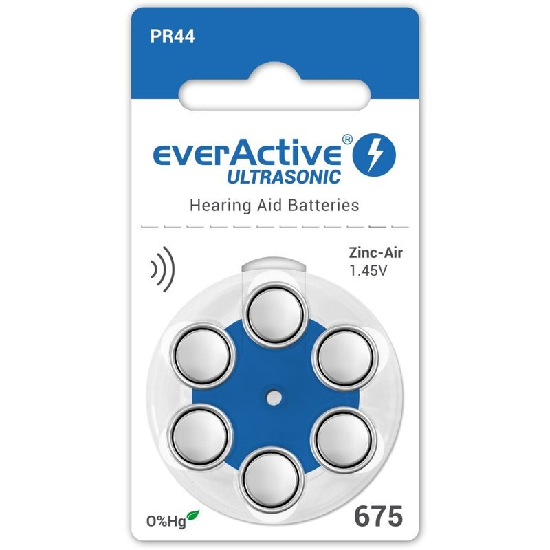 Baterii pentru proteze auditive EverActive P675 Zinc-Aer - 1 blister/6 bucati.