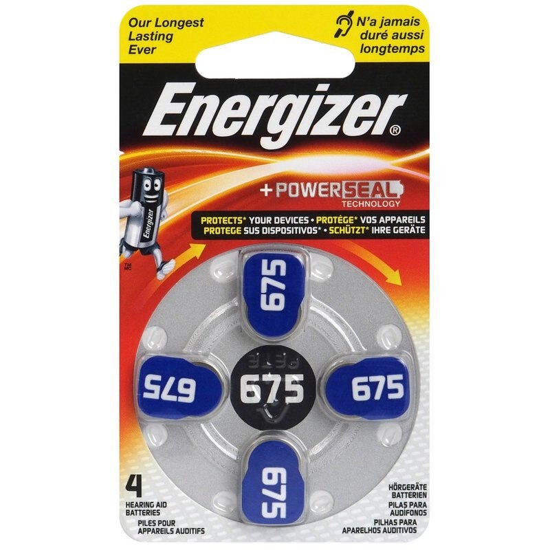 Baterii Energizer 675 pentru proteze auditive 0% Mercur PR44 Zinc-Aer 4 baterii / set