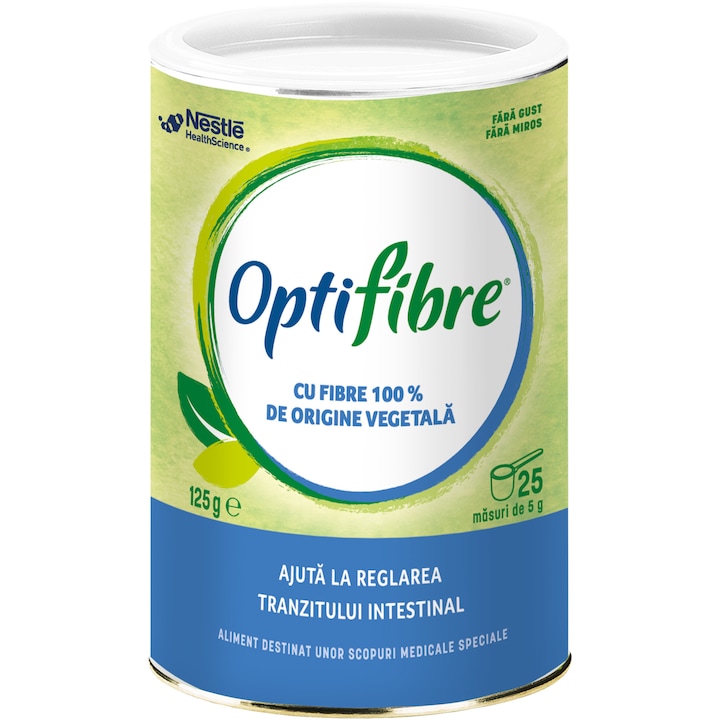 Nestle OptiFibre cu efect prebiotic, care ajuta la reglarea tranzitului intestinal, 125g