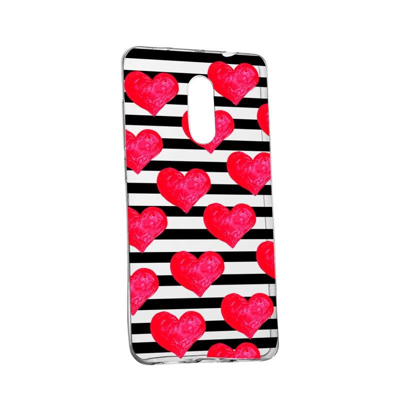 Husa Silicon, Transparent, Slim, Red Heart, 102, Nokia 7