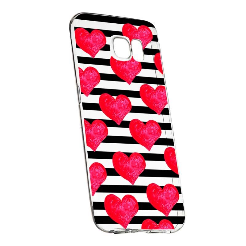 Husa Silicon, Transparent, Slim, Red Heart, 102, Samsung Galaxy S7