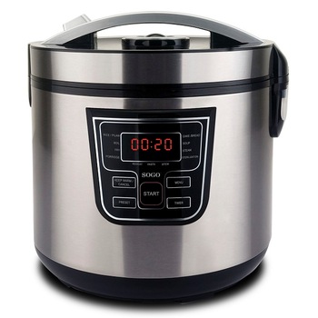 Multicooker, SOGO, 5l(1.8l pentru orez), 860W, 11 programe, ecran LCD, senzor cantitate, strat interior antiaderent DUPONT, sistem incalzire 3D, timer, inox Multicooker, SOGO, 5l(1.8l pentru orez), 860W, 11 programe, ecran LCD, senzor cantitate, strat interior antiaderent DUPONT, sistem incalzire 3D, timer, inox