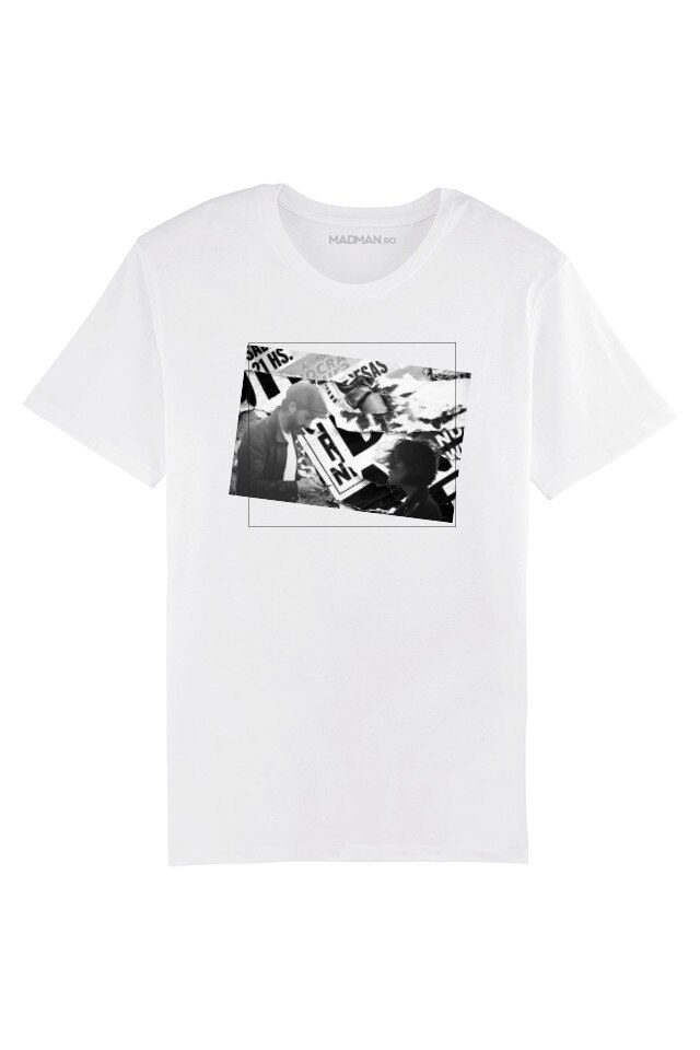 Tricou MADMAN Urban B&W, alb