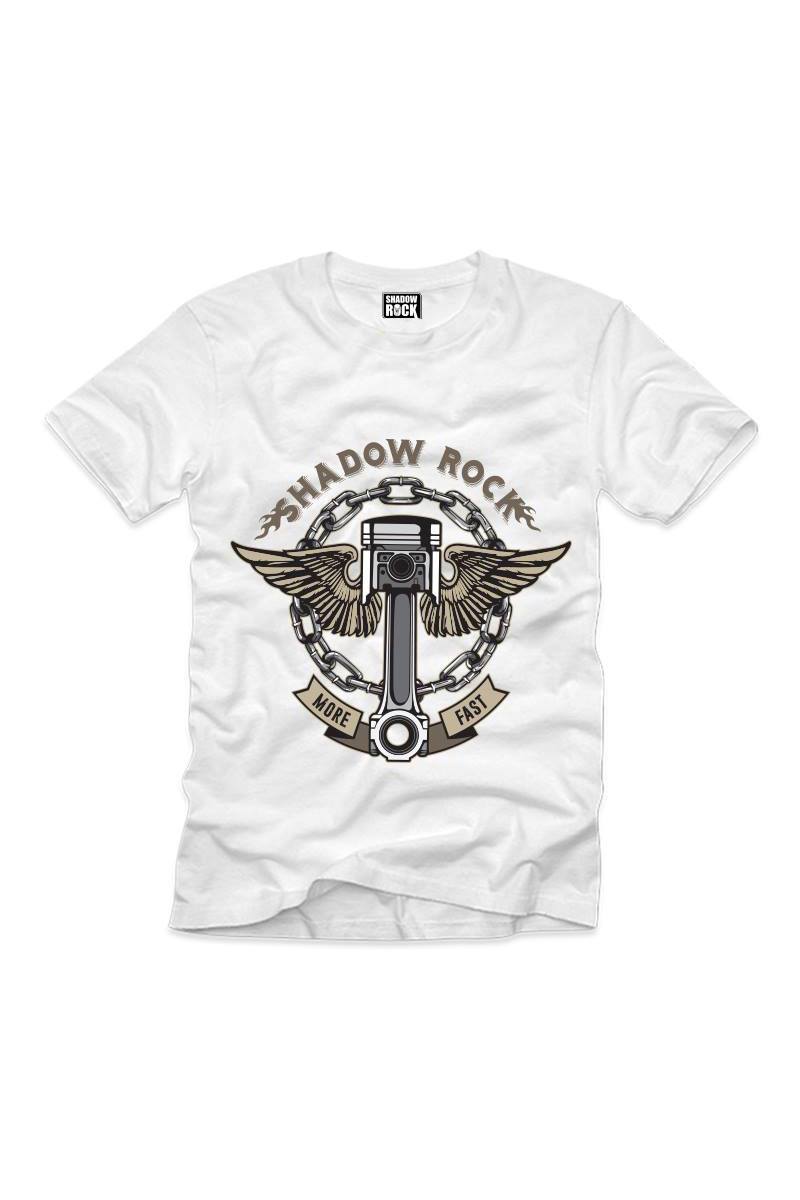 Tricou Barbati, Motorcycle Piston, Alb, Alb