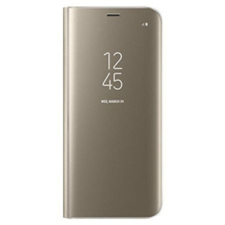 Съвместим с Clear View калъф за Samsung Galaxy j4 Plus 2018 - златен