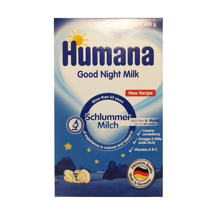 Lapte praf Humana de noapte, 600 g, de la 6 luni