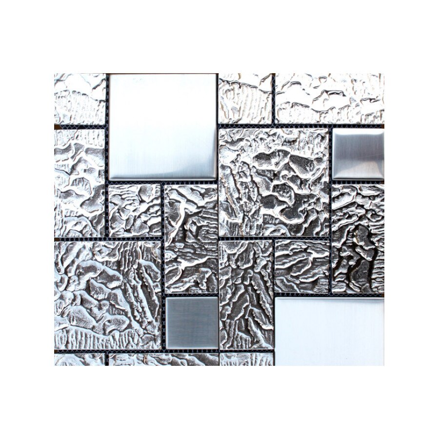 Mozaic sticla argintiu cu insertii metalice GL007 - 1mp