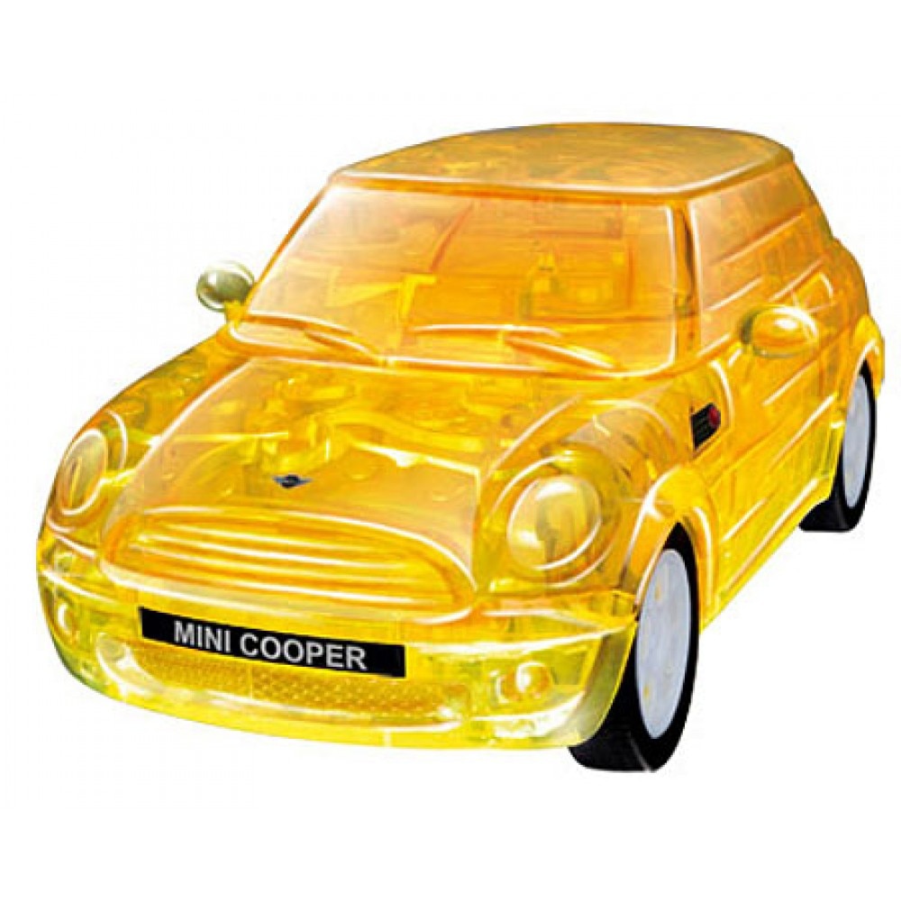 Kit de construit Mini Cooper Galben Transparent 1:32 Puzzle Fun 3D