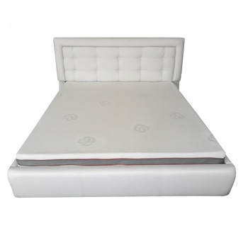 Pat Tapitat Floris 180, Piele Ecologica, Alb Pat Tapitat Floris 180, Piele Ecologica, Alb