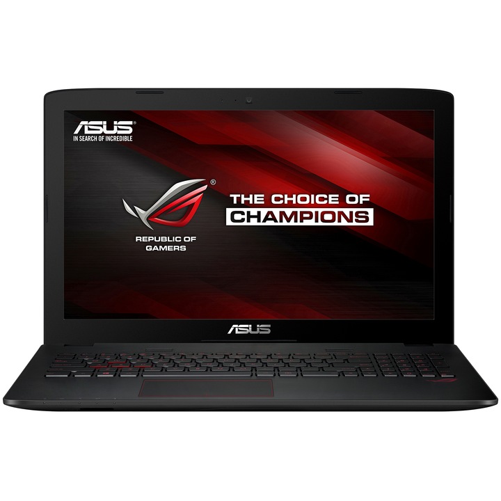 Laptop Gaming Asus ROG GL552JX-DM019D cu procesor Intel® Core™ i7-4720HQ, 2.60GHz, Haswell™, 15.6", Full HD, 8GB, 1TB, DVD-RW, nVidia GeForce GTX 950M 4GB, Free DOS, Black