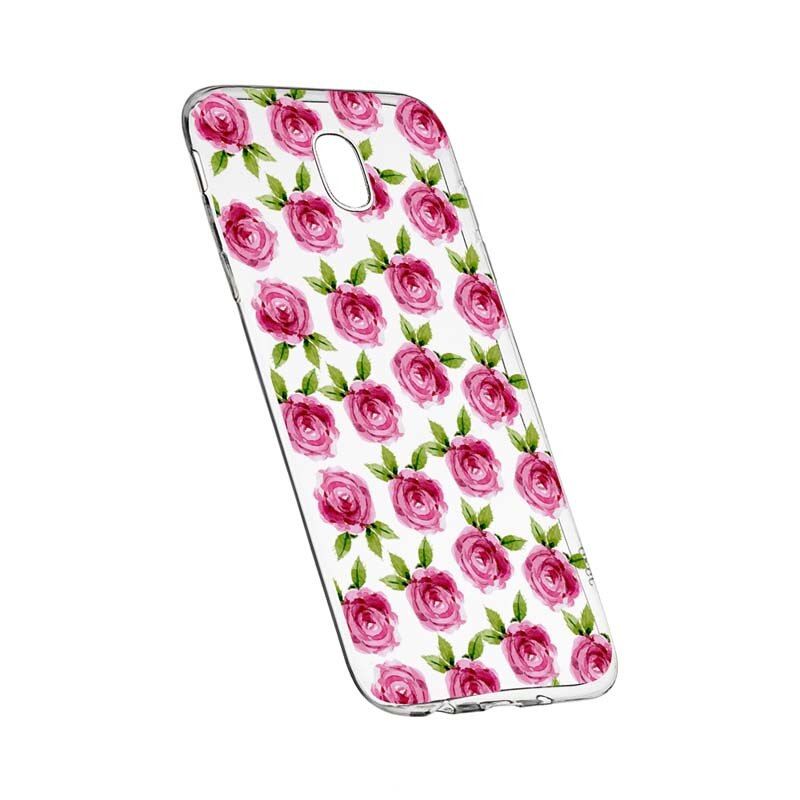 Husa Silicon, Transparent, Slim, Flori, Rose, 107, Samsung Galaxy J3 2017