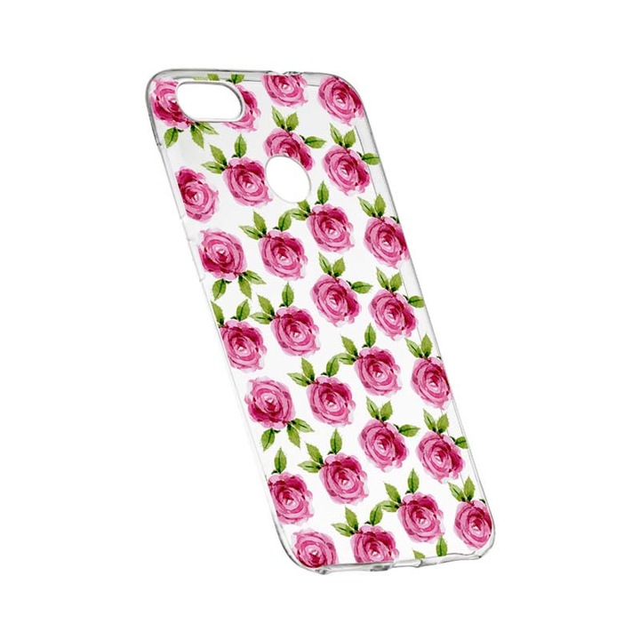 Силиконов калъф, прозрачен, тънък, цветя, роза, 107, HTC Desire 12 Plus