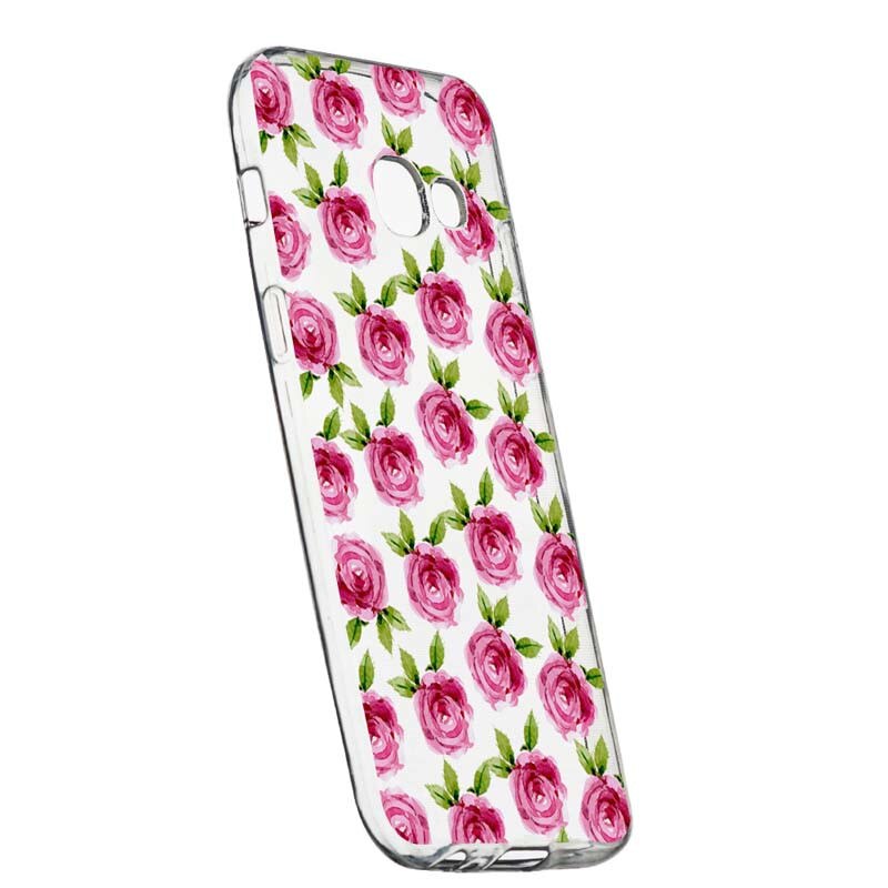 Husa Silicon, Transparent, Slim, Flori, Rose, 107, Samsung Galaxy A3 2016
