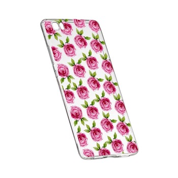 Husa Silicon, Transparent, Slim, Flori, Rose, 107, Huawei P8 LITE Husa Silicon, Transparent, Slim, Flori, Rose, 107, Huawei P8 LITE