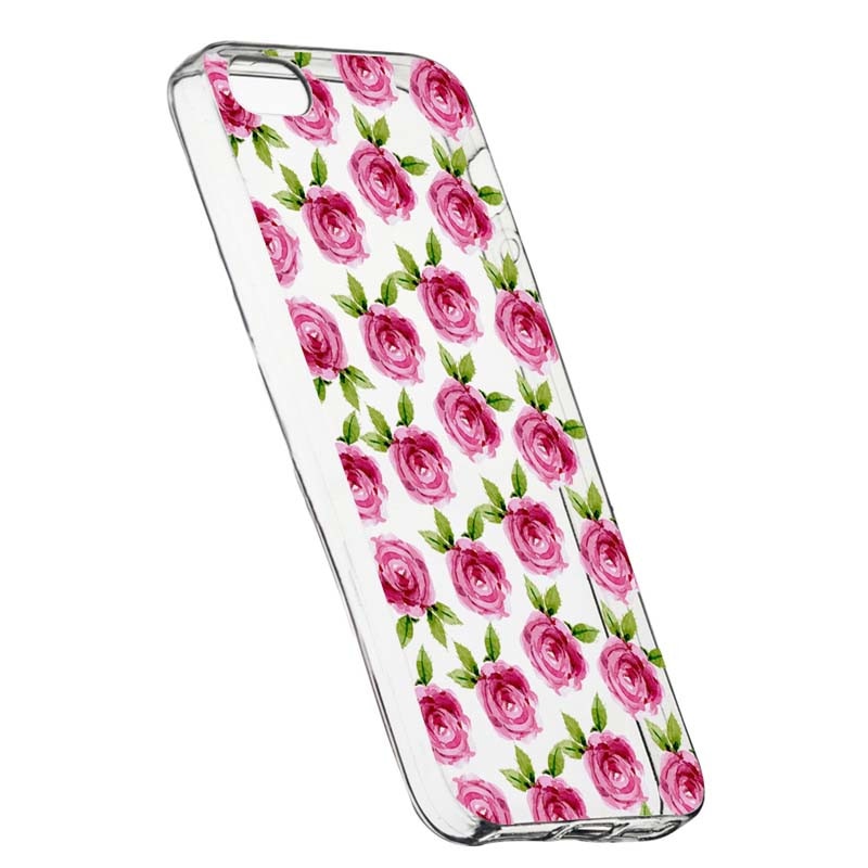 Husa Silicon, Transparent, Slim, Flori, Rose, 107, Apple iPhone 5 / 5S / SE