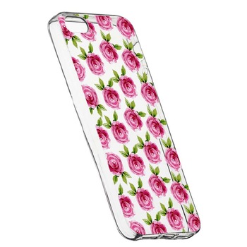 Husa Silicon, Transparent, Slim, Flori, Rose, 107, Apple iPhone 5 / 5S / SE Husa Silicon, Transparent, Slim, Flori, Rose, 107, Apple iPhone 5 / 5S / SE