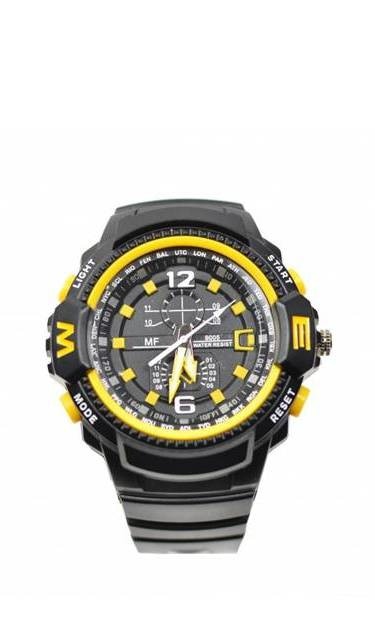 Ceas de mana barbati sport analog negru cu galben - MF9005Q