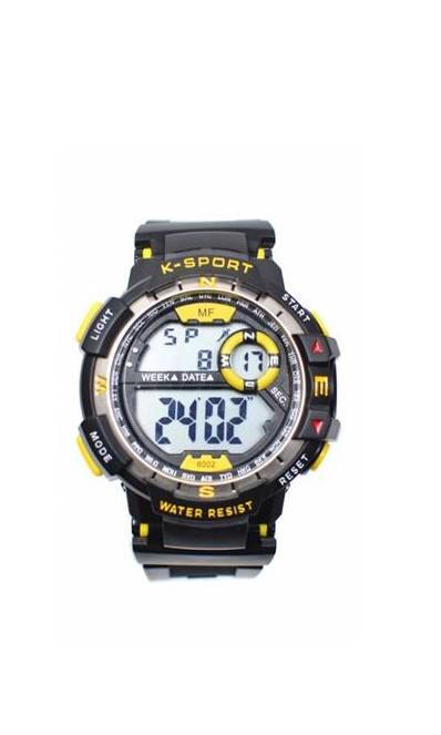 Ceas de mana barbati sport, cu sistem digital negru cu galben - MF8002