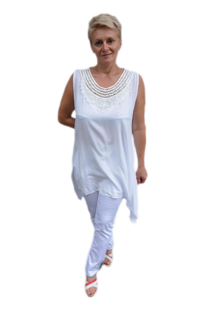 Bluza casual,de vara fara maneca ,D&J Exclusive, Alb