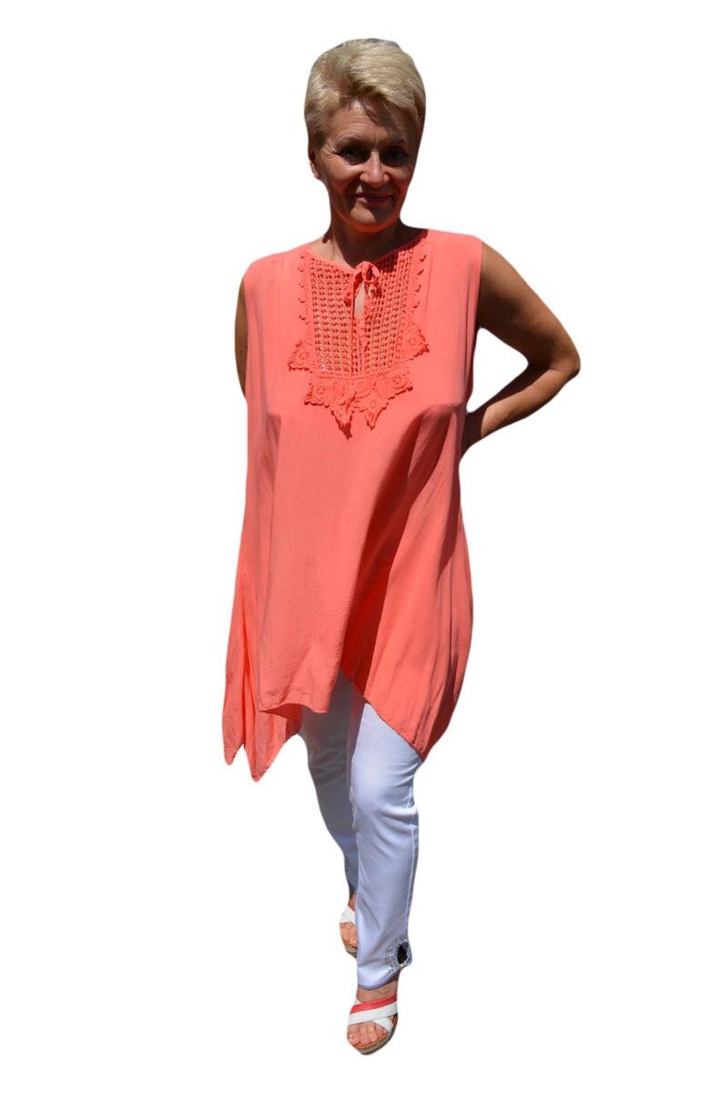 Bluza casual,de vara fara maneca ,D&J Exclusive, Corai