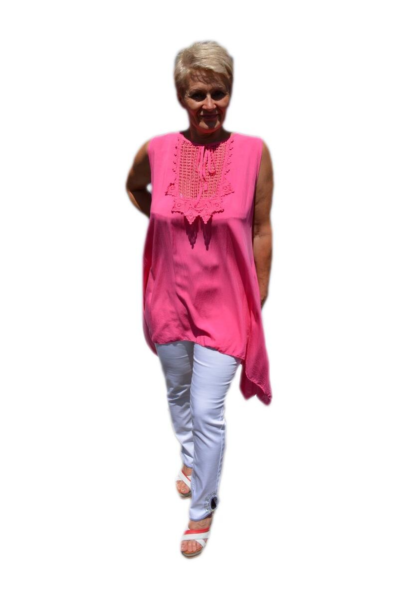 Bluza casual,de vara fara maneca ,D&J Exclusive, Roz