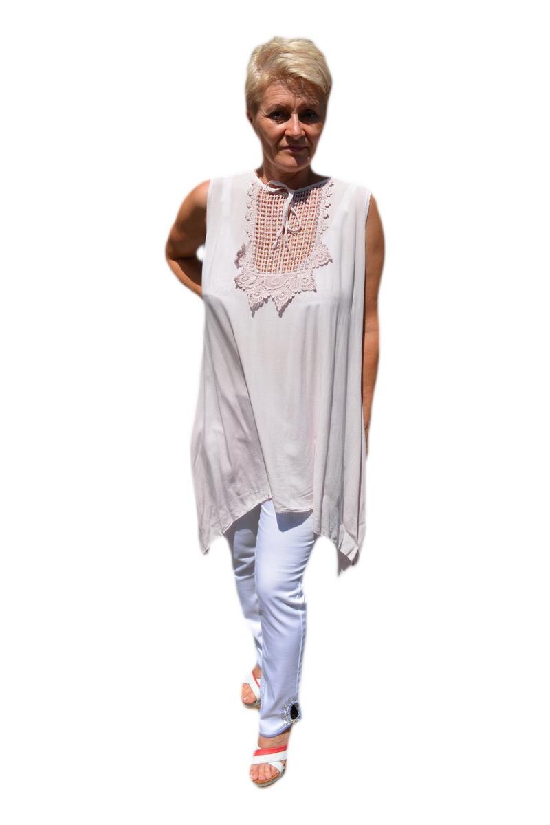 Bluza casual,de vara fara maneca ,D&J Exclusive, pudra