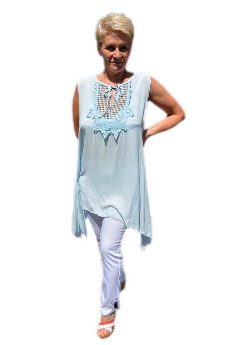 Bluza casual,de vara fara maneca ,D&J Exclusive, Albastru deschis