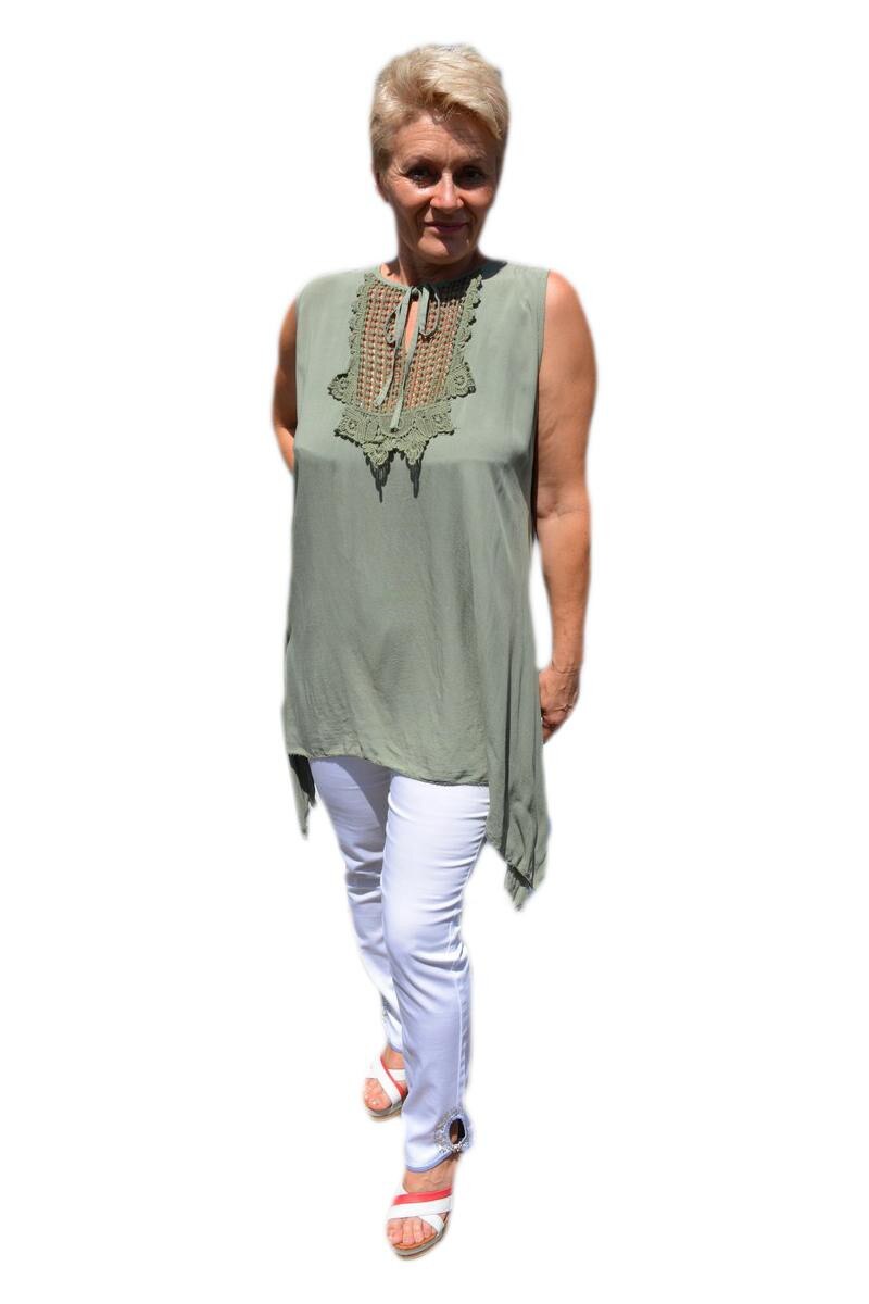 Bluza casual,de vara fara maneca ,D&J Exclusive, Kaki