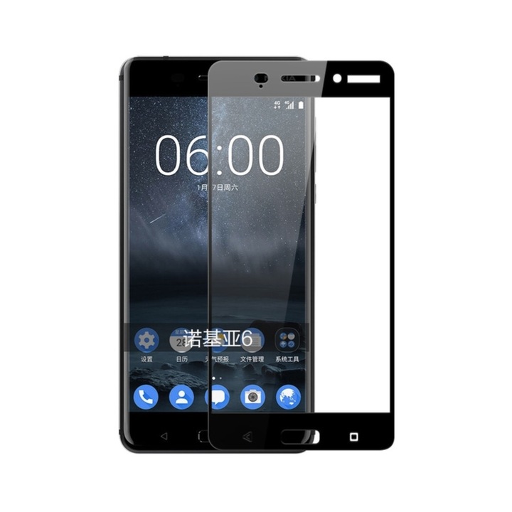 Folie de sticla tempered glass 9H pentru Nokia 7, negru, BBL425