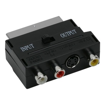 Adaptor video, mufa SCART 21 poli, 3 prize RCA, priza SVHS, comutator, Home Adaptor video, mufa SCART 21 poli, 3 prize RCA, priza SVHS, comutator, Home