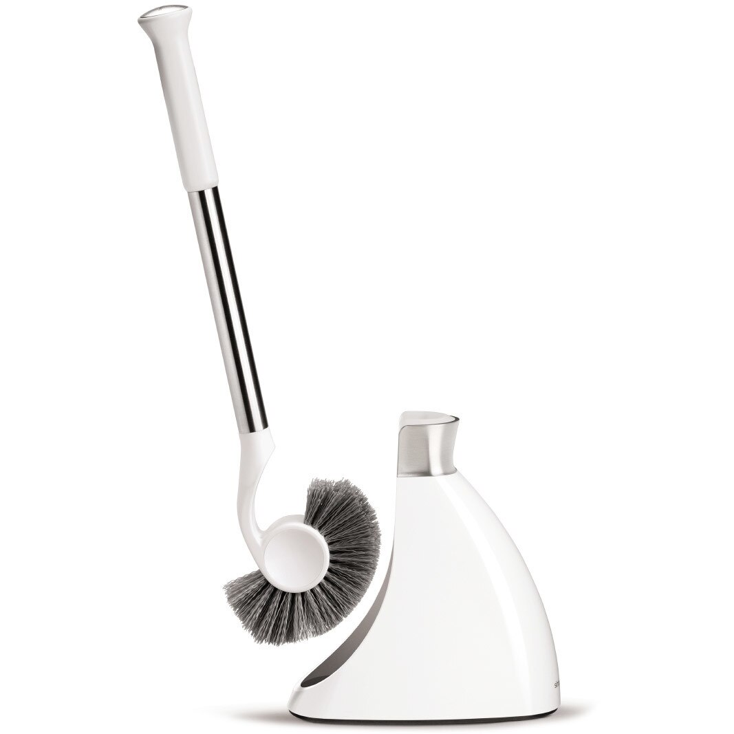 Perie pentru toaleta SimpleHuman cu suport, Alb