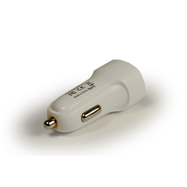 POWERMAX PMCARW Dupla USB-s Autós Szivargyújtó Töltő, 2A, fehér, 1271625
