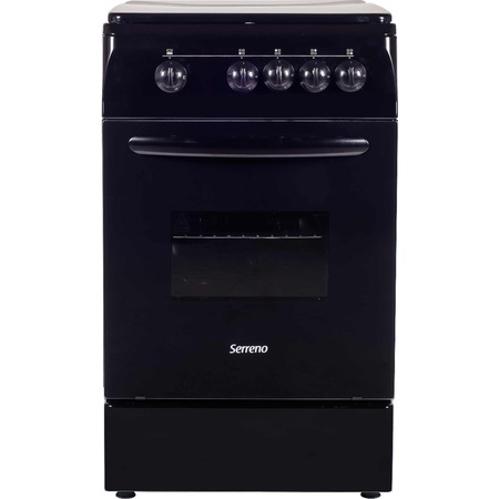 Aragaz Serreno SER 5602N/G1, Gaz, 4 zone de gatit, Aprindere electrica plita, Siguranta plita/Cuptor, 50 cm, Negru