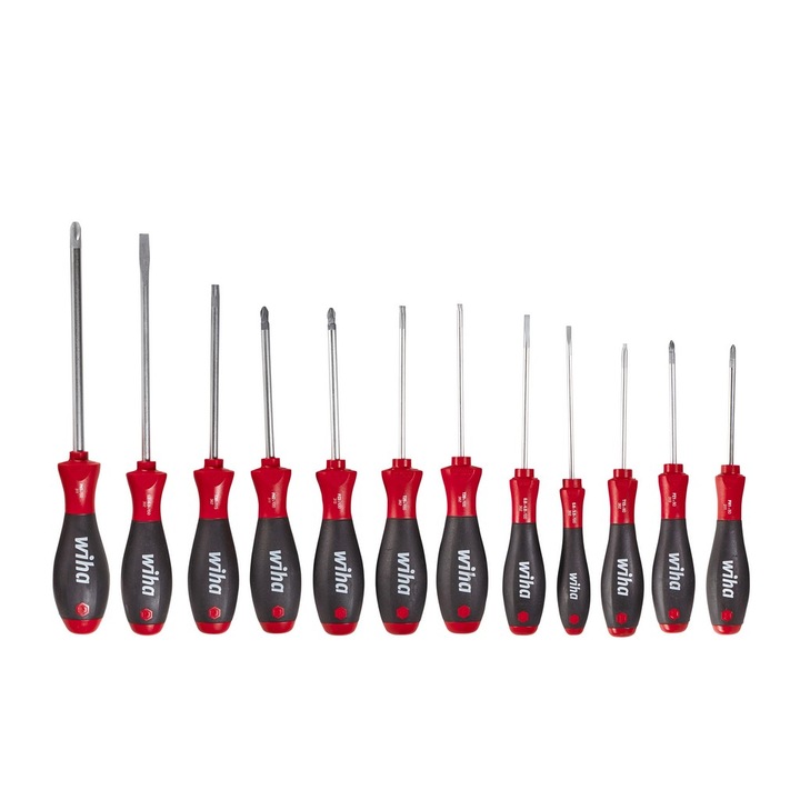 Set surubelnite, drepte, PH, PZ, TORX, WIHA SoftFinish, 12 piese