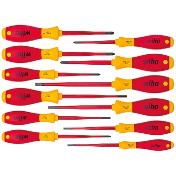 Set surubelnite cu cap subtire pentru electricieni izolate la 1000V WIHA SoftFinish VDE, 12 piese Set surubelnite cu cap subtire pentru electricieni izolate la 1000V WIHA SoftFinish VDE, 12 piese