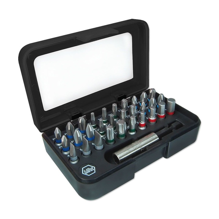 Wiha - Set de biti standard, 25mm, mixt, 1/4", C6.3 incl. cutie cu clema pentru curea, 32 piese [WH41130]