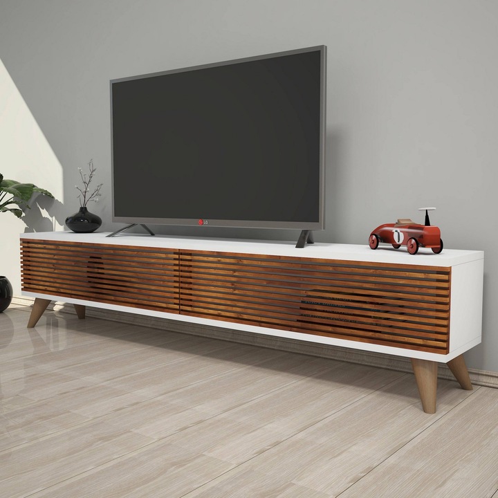 Comoda TV Kalune Design Hill, PAL, 160x25x40cm, Nuc Alb
