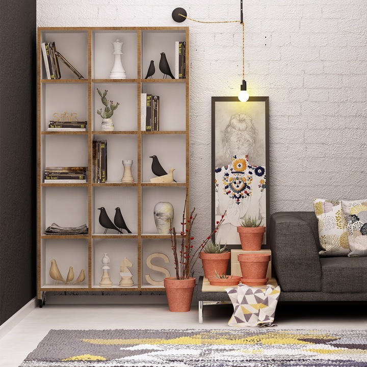 Biblioteca Mod Design, 90 x 25 x 165.5 cm, Stejar