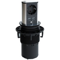 multipriza incorporabila pentru blat de bucatarie bachmann elevator 1xschuko si dublu incarcator usb cordon 2m  stecker schuko montabil imagen 2_0_
0