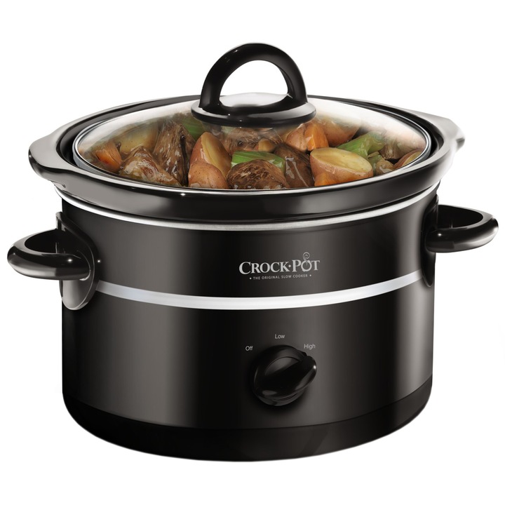 Slow cooker Crock-Pot SCCPQK5025B-050, 2.4 l, 2 Setari gatit, Vas de ceramica detasabil, Negru