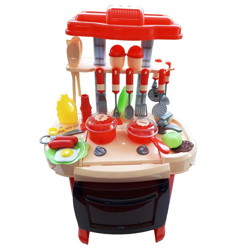 Bucatarie de Gatit pentru Copii cu accesorii, lumini si sunete, rosu