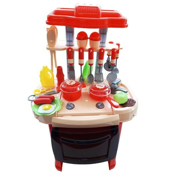 Bucatarie de Gatit pentru Copii cu accesorii, lumini si sunete, rosu Bucatarie de Gatit pentru Copii cu accesorii, lumini si sunete, rosu