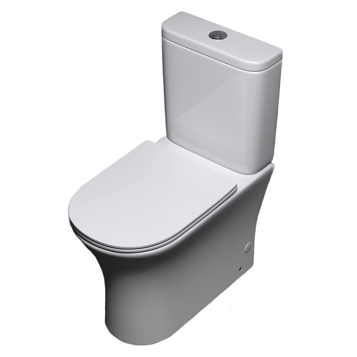 Тоалетна чиния EGO Interiors 304T, Капак Silent Close, Керамика, 55x37 см, Бял